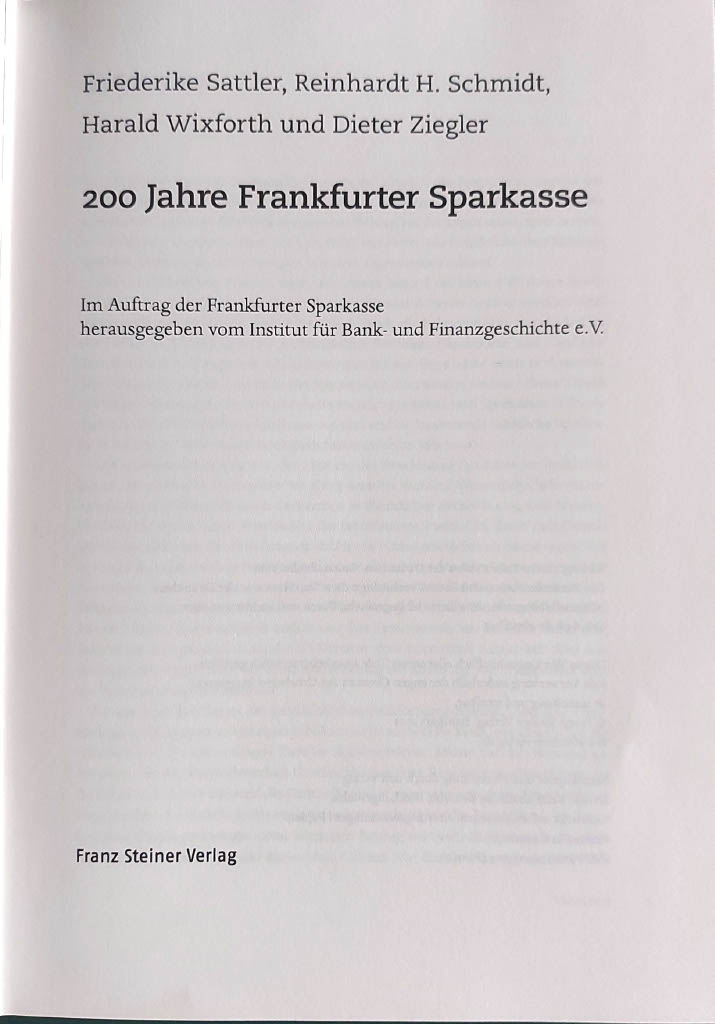 200 Jahre Frankfurter Sparkasse I